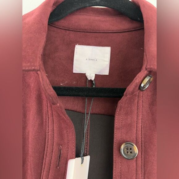 A Loves A Dress Faux Suede Burgundy Long Sleeve Size Large - Picture 2 of 8